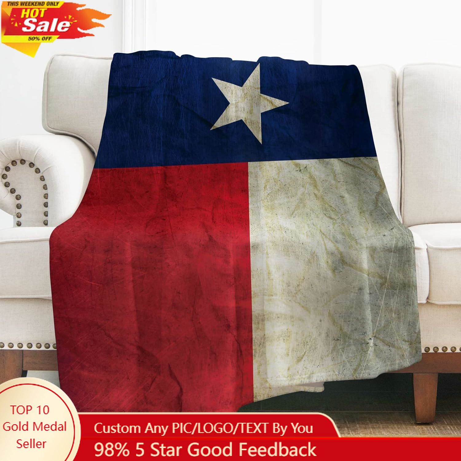 Home Textiles Usa - Lévènes Texas drapeau jeter couverture cadeaux