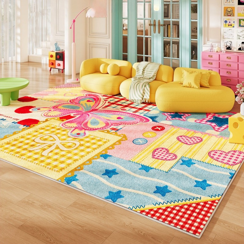 Home Textiles Online - Tapis de salon coloré motif puzzle,