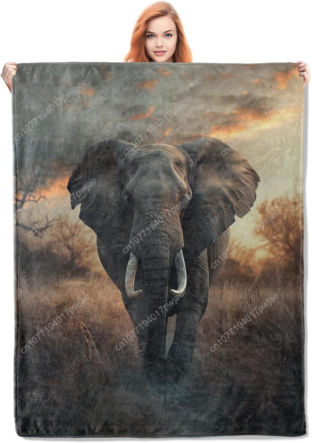 Home Textiles Usa - Couverture polaire d'éléphant, scène de la