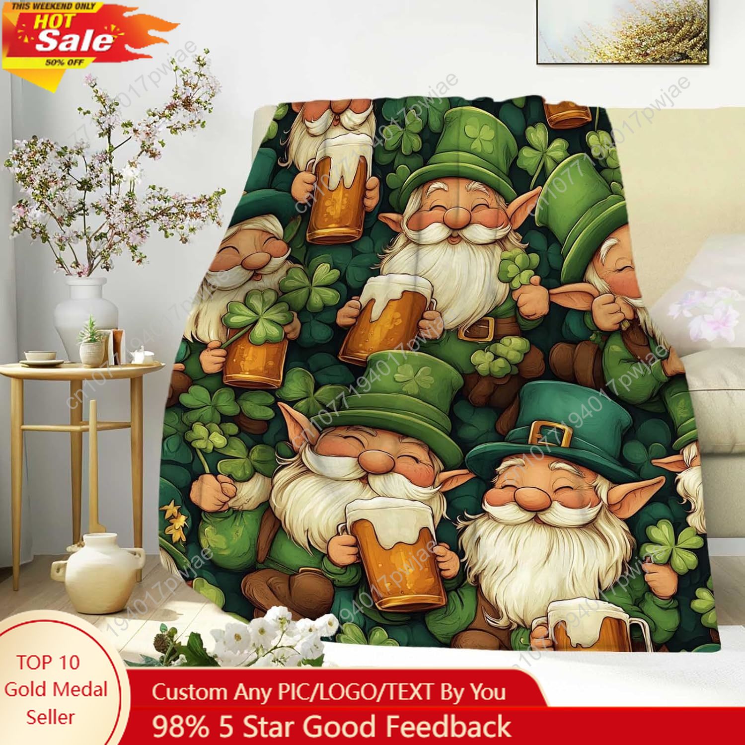 Home Textiles Usa - Couverture Gnome de la Saint-Patrick avec
