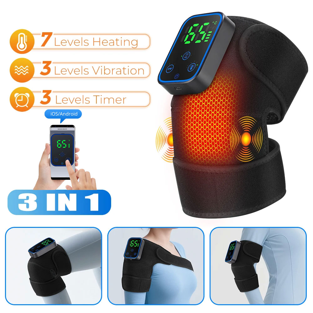 Heated Pad Electric - Masseur de genou 3 en 1,