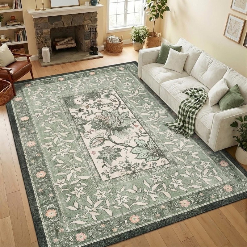 Home Textiles Online - Tapis rétro à imprimé végétal pour