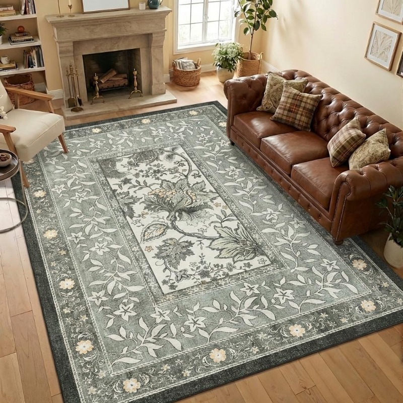 Tapis rétro à imprimé végétal  - Home Textiles Online avis et prix